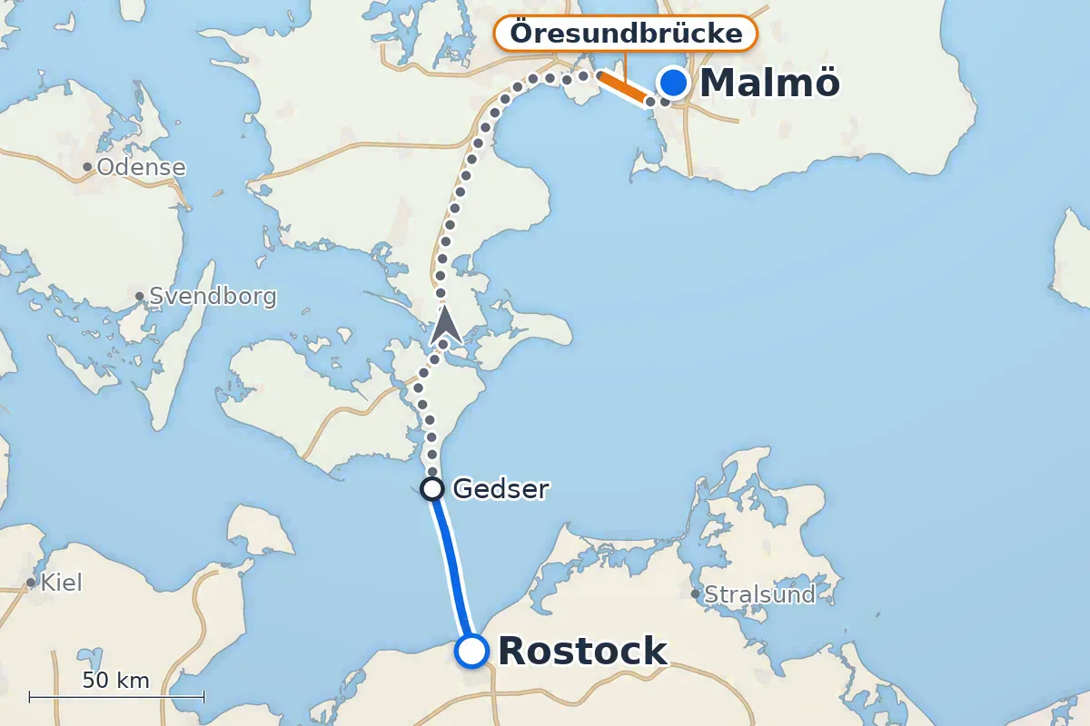 Rostock - Gedser + Öresundbrücke