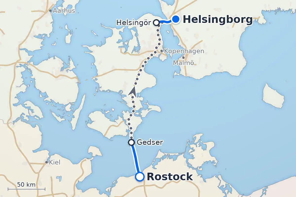 Rostock - Gedser + Helsingør-Helsingborg